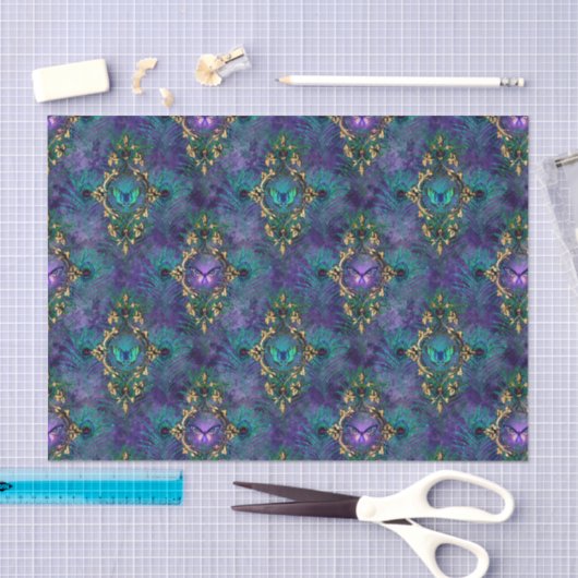 Elegant Peacock Feathers Tissuepapier (Craft)