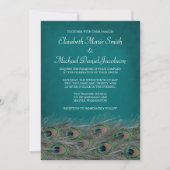 Elegant Peacock Feathers Wedding Invitation Kaart (Voorkant)