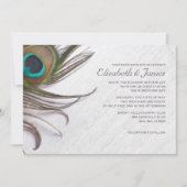 Elegant Peacock Feathers Wedding Invitations Kaart (Voorkant)