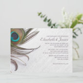 Elegant Peacock Feathers Wedding Invitations Kaart (Staand voorkant)