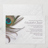 Elegant Peacock Feathers Wedding Invitations Kaart (Voorkant / Achterkant)