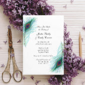 Elegant Peacock Feathers Wedding Kaart