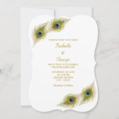 Elegant Peacock Feathers Wedding Kaart (Voorkant)