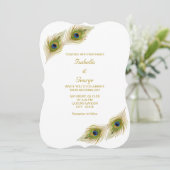 Elegant Peacock Feathers Wedding Kaart (Staand voorkant)