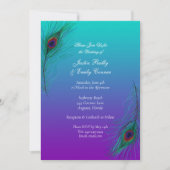 Elegant Peacock Feathers Wedding Kaart (Voorkant)