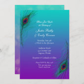 Elegant Peacock Feathers Wedding Kaart (Voorkant / Achterkant)