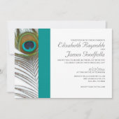 Elegant Peacock-feether Wedding Invitations Kaart (Voorkant)