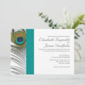 Elegant Peacock-feether Wedding Invitations Kaart (Staand voorkant)