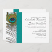 Elegant Peacock-feether Wedding Invitations Kaart (Voorkant / Achterkant)
