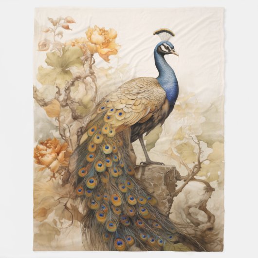  Elegant Peacock Fleece Deken (Voorkant)