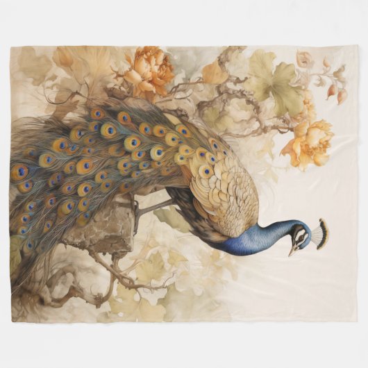  Elegant Peacock Fleece Deken (Voorkant (Horizontaal))