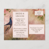 Elegant  Peacock Floral roze sparen de Datum Aankondigingskaart (Achterkant)