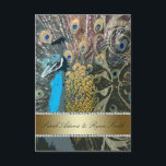 Elegant Peacock Gold Reception Kaart<br><div class="desc">Gebruik deze elegante pauw met faux jewels receptie uitnodigingen om je gasten uit te nodigen voor je bruiloft. Pas je volledig aan met al je trouwrepetitieve dinergegevens.</div>