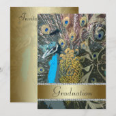 Elegant Peacock Graduation Party Invitation Kaart (Voorkant / Achterkant)