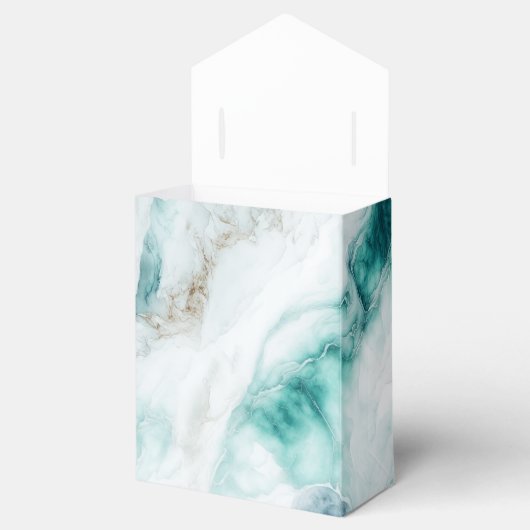 Elegant Peacock Green Marble Wedding Favor Box Bedankdoosjes (Geopend)