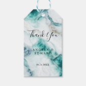Elegant Peacock Green Marble Wedding Gift Labels Cadeaulabel (Voorkant)