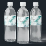 Elegant Peacock Green Marble Wedding Waterfles Etiket<br><div class="desc">Elegant Peacock Green Marble Wedding Water Bottle Labels</div>