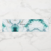 Elegant Peacock Green Marble Wedding Waterfles Etiket (Enkel label)