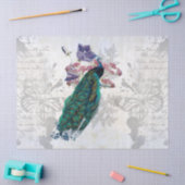 Elegant Peacock  Illustratie Ephemera Tissuepapier (Craft)