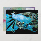 ELEGANT PEACOCK IN BLAUW BLAUWGROEN ZWARTE BRIEFKAART (Voorkant / Achterkant)