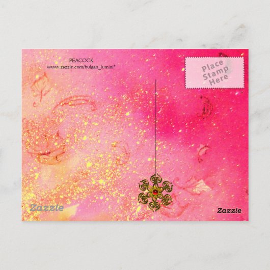 ELEGANT PEACOCK IN BLAUW BLAUWGROEN ZWARTE BRIEFKAART (Achterkant)