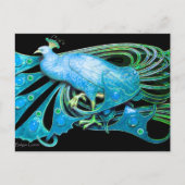 ELEGANT PEACOCK IN BLAUW BLAUWGROEN ZWARTE BRIEFKAART (Voorkant)