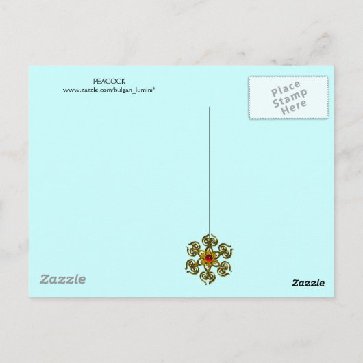 ELEGANT PEACOCK IN BLAUW BLAUWGROEN ZWARTE BRIEFKAART (Achterkant)