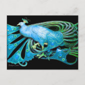 ELEGANT PEACOCK IN BLAUW BLAUWGROEN ZWARTE BRIEFKAART (Voorkant)