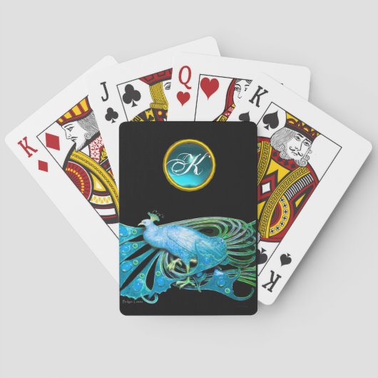 ELEGANT PEACOCK IN BLAUWGROEN BLAUWE AQUAMARINE MO POKERKAARTEN (Achterkant)