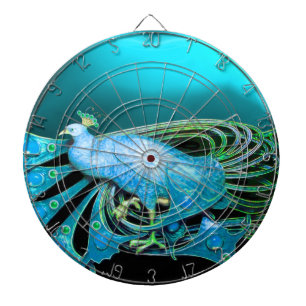 ELEGANT PEACOCK IN BLAUWGROEN, TURQUOÏE BLAUW DARTBORD