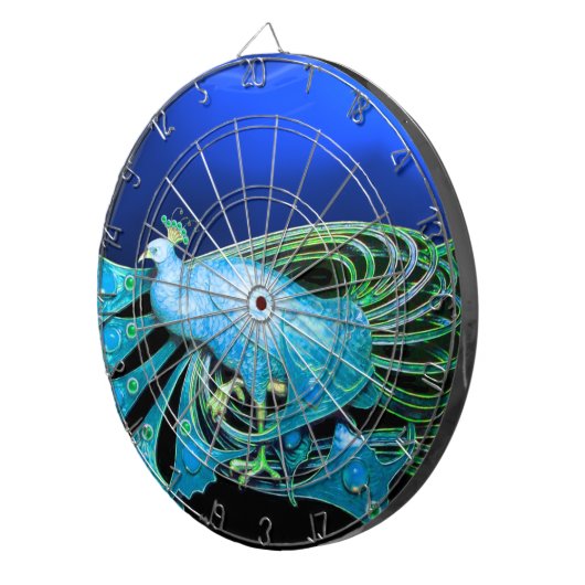 ELEGANT PEACOCK IN BLUE DARTBORD (Voorkant Rechts)