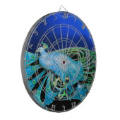 ELEGANT PEACOCK IN BLUE DARTBORD (Voorkant Links)
