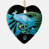 ELEGANT PEACOCK IN BLUE SAPPHIRE HEART KERAMISCH ORNAMENT (Rechts)