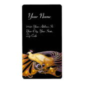 ELEGANT PEACOCK IN GEEL EN ZWART ETIKET (Voorkant)