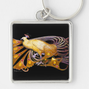 ELEGANT PEACOCK IN GEEL EN ZWART SLEUTELHANGER