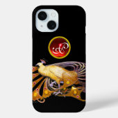 ELEGANT PEACOCK IN GEEL, RUBY MONOGRAM Case-Mate iPhone CASE (Achterkant)