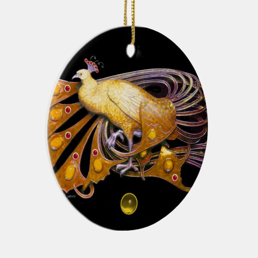 ELEGANT PEACOCK IN GEEL TOPAZ KERAMISCH ORNAMENT (Rechts)