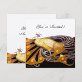 ELEGANT PEACOCK IN GEEL ZWART EN GOLD Metaal Kaart (Voorkant / Achterkant)