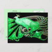 ELEGANT PEACOCK IN GREEN BLACK BRIEFKAART (Voorkant / Achterkant)