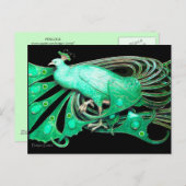 ELEGANT PEACOCK IN GREEN BLACK BRIEFKAART (Voorkant / Achterkant)