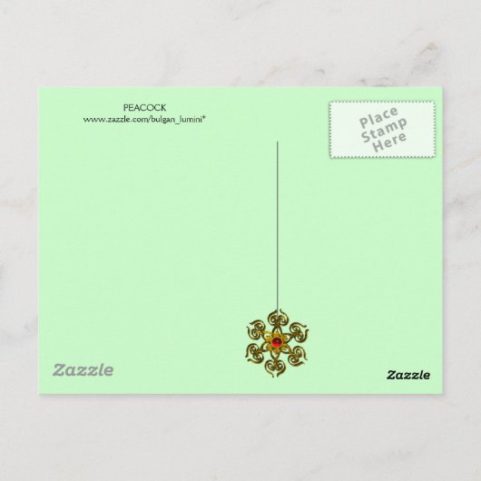 ELEGANT PEACOCK IN GREEN BLACK BRIEFKAART (Achterkant)