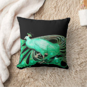 ELEGANT PEACOCK IN GREEN BLACK KUSSEN (Deken)