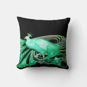 ELEGANT PEACOCK IN GREEN BLACK KUSSEN