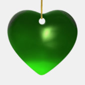 ELEGANT PEACOCK IN GREEN EMERALD HEART KERAMISCH ORNAMENT (Achterkant)