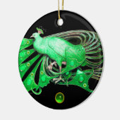 ELEGANT PEACOCK IN GREEN EMERALD KERAMISCH ORNAMENT (Links)
