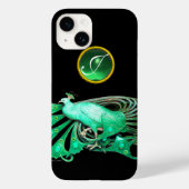 ELEGANT PEACOCK IN GREEN, JADE MONOGRAM Case-Mate iPhone CASE (Achterkant)