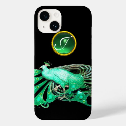ELEGANT PEACOCK IN GREEN, JADE MONOGRAM Case-Mate iPhone CASE (Achterkant)