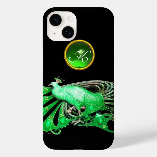 ELEGANT PEACOCK IN GROEN, EMERALD MONOGRAM Case-Mate iPhone CASE (Achterkant)