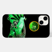ELEGANT PEACOCK IN GROEN, EMERALD MONOGRAM Case-Mate iPhone CASE (Achterkant (horizontaal))