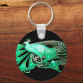 ELEGANT PEACOCK IN GROEN EN ZWART SLEUTELHANGER (Achterkant)